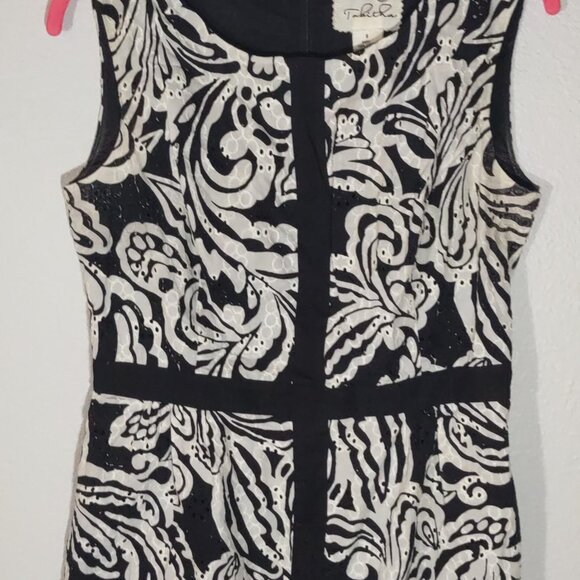 Anthropologie -Tabitha Dress Women's Eyelet Sheath Dress Black White Size 8 - Picture 5 of 6